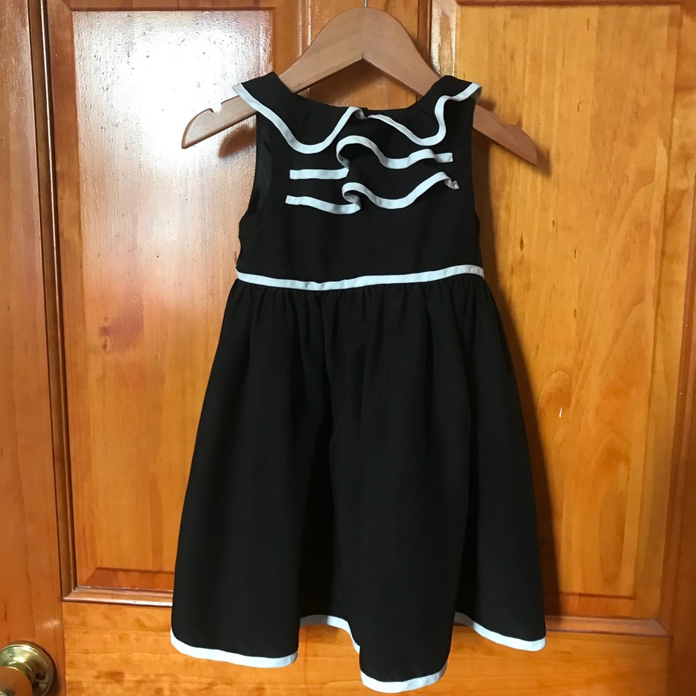 Janie and Jack- Black dress with white ruffle trim